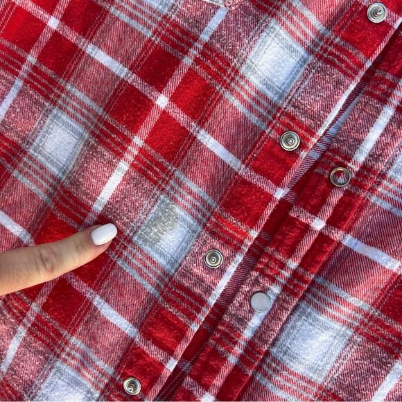 Vintage Karman Red White Plaid Flannel Pearl Snap Western Shirt XXL - Picture 6 of 7